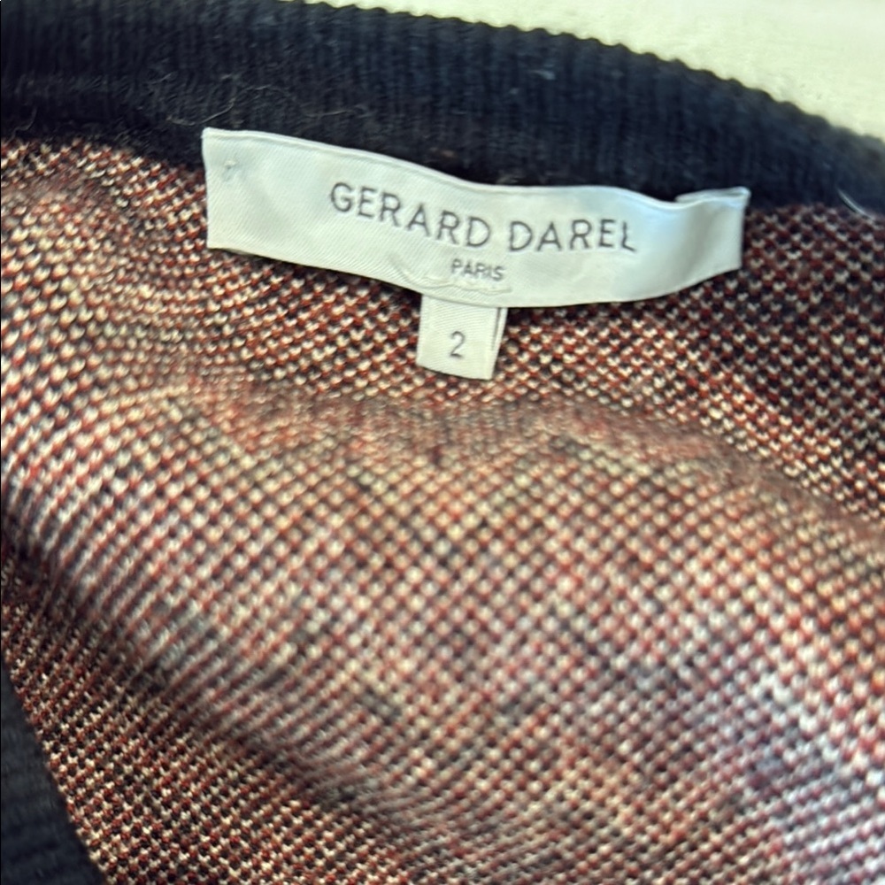 Gerard Darel Paris - Chevron Pattern Sweater in Black/Tan/Burgundy - Size 2 - Picture 5 of 6